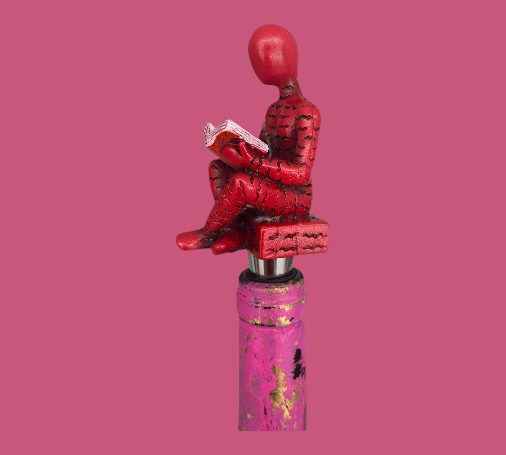 Weinverschluss Figur - Bücherwurm