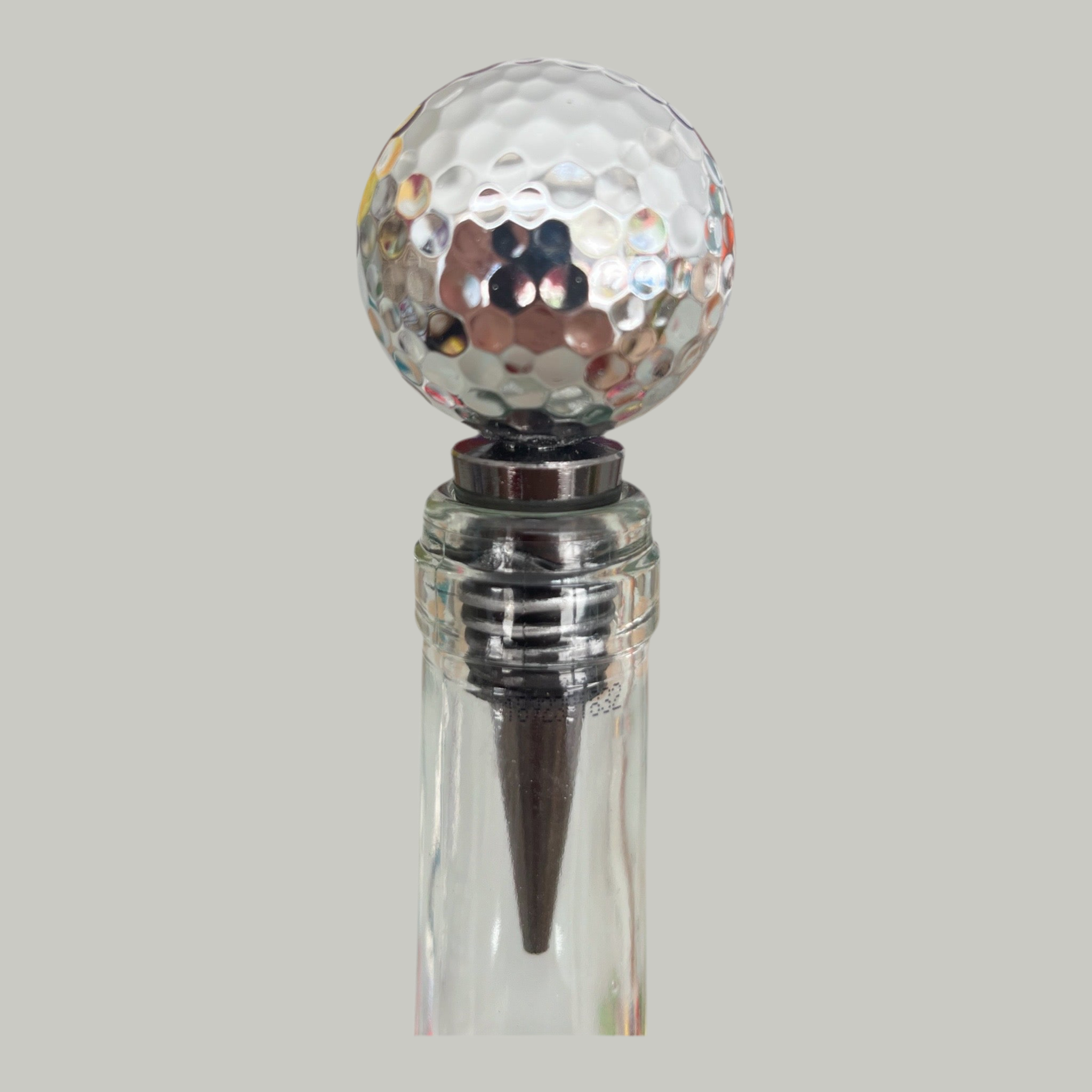 Weinstopfen mit Golfball Silbern