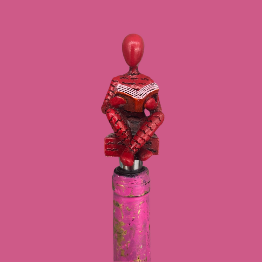 Weinverschluss Figur - Bücherwurm