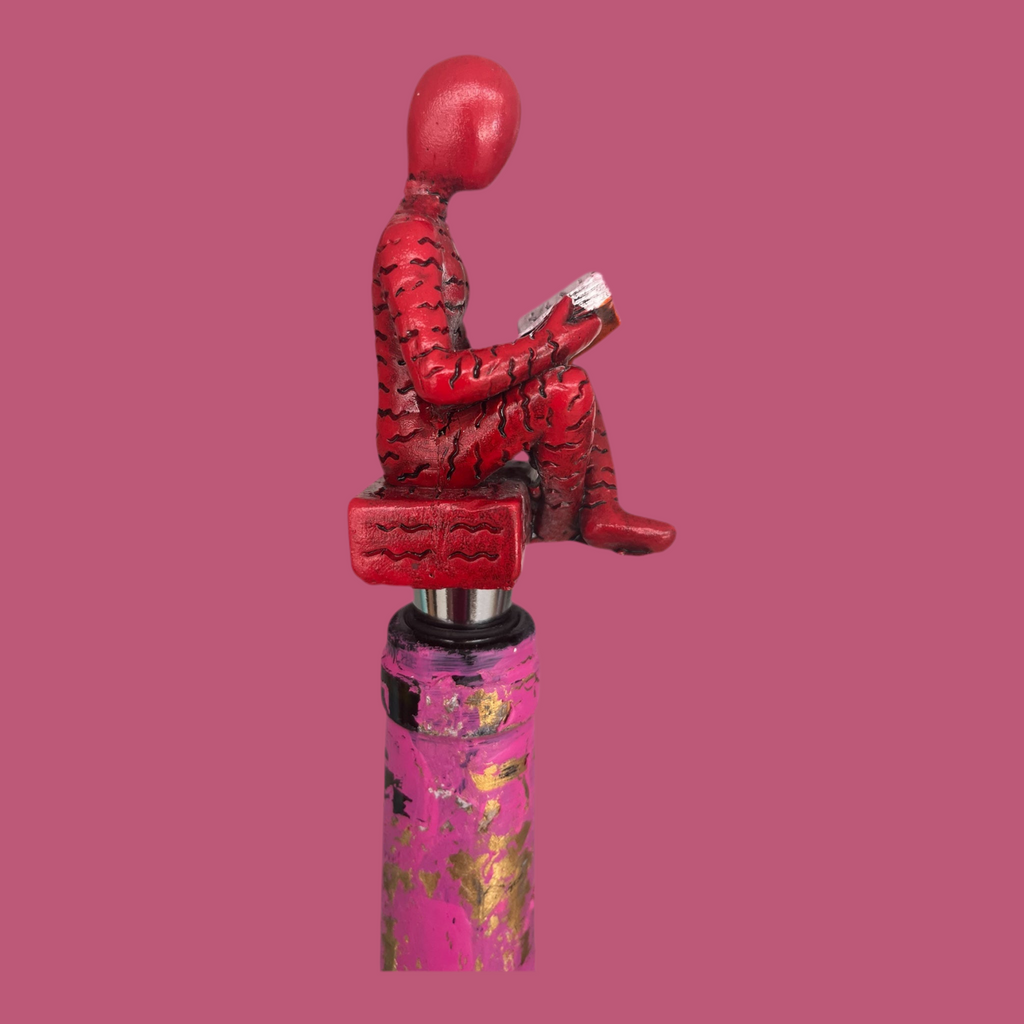 Weinverschluss Figur - Bücherwurm