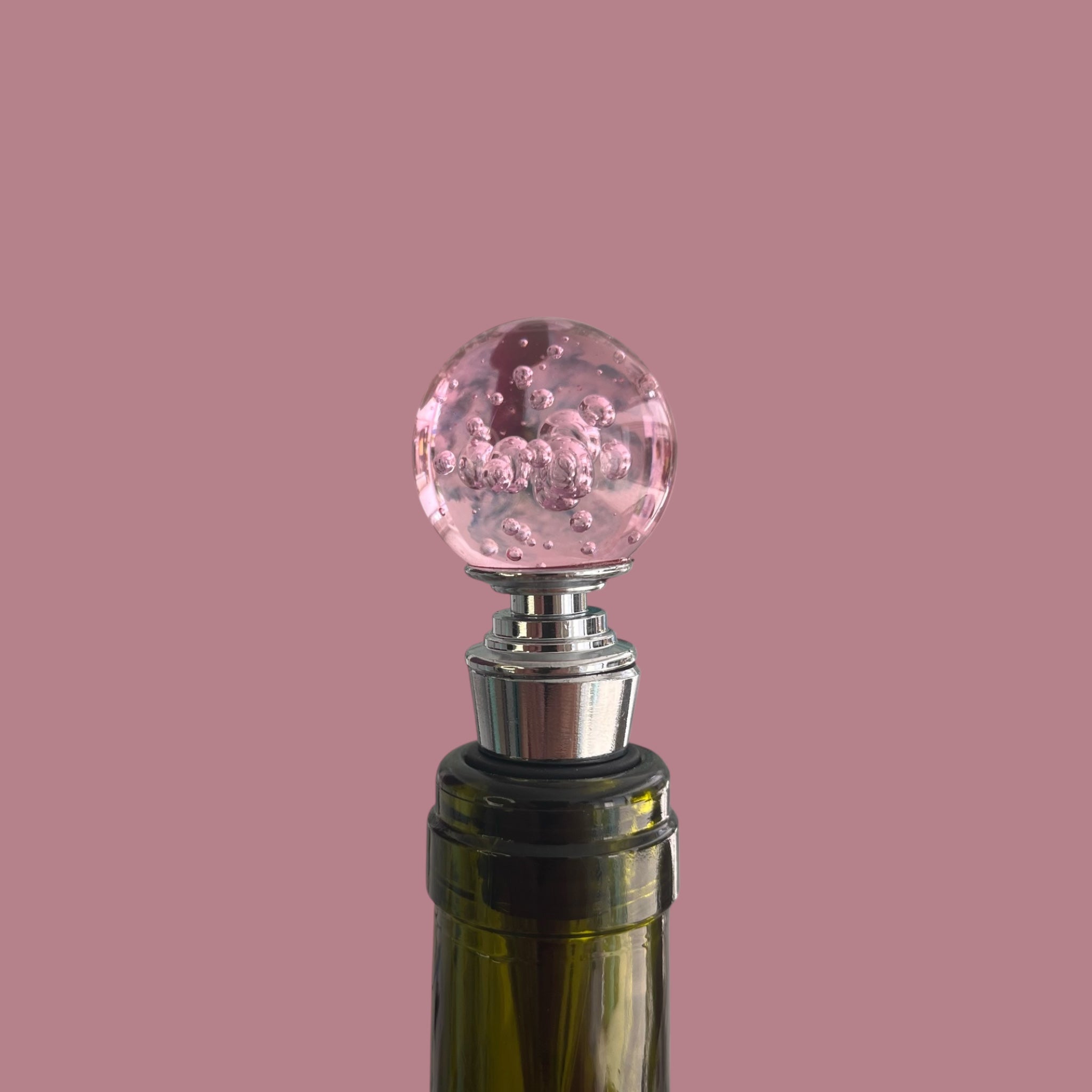 Weinstopfen Glaskugel rosa